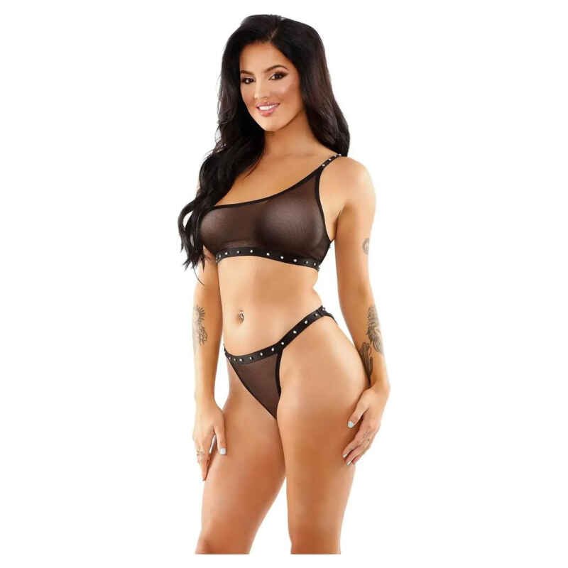Vibex Bad Bitch Set podprsenka a tanga - černá: S/M