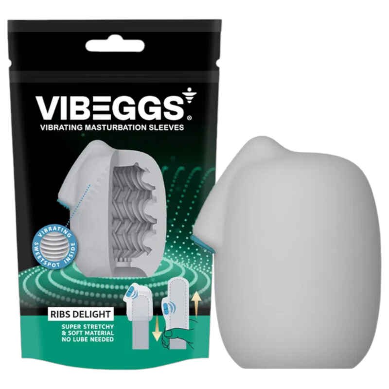 VIBEGGS Ribs Delight - vibrační vajíčko masturbátor (bílé)