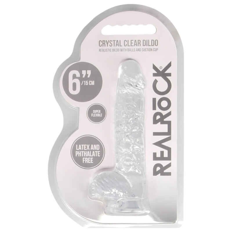 RealRock - realistické dildo - průhledné - 15 cm
