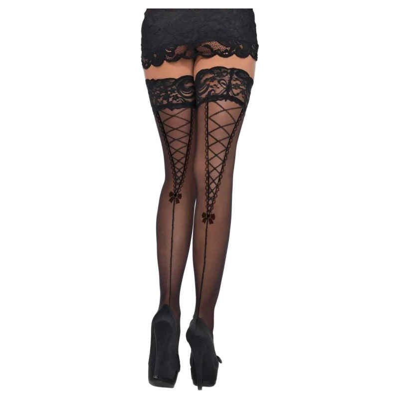 Leg Avenue Samodržící punčochy - černé